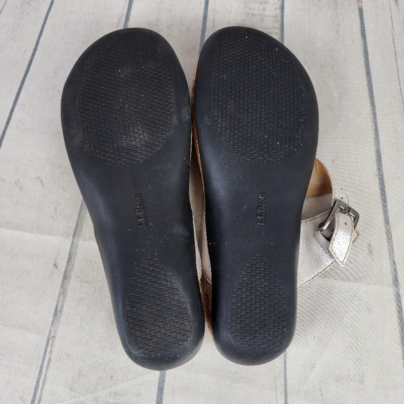 L.L. Bean  Metallic Leather Thong Sandal Pewter Size 10 Gizeh Style - Picture 11 of 15
